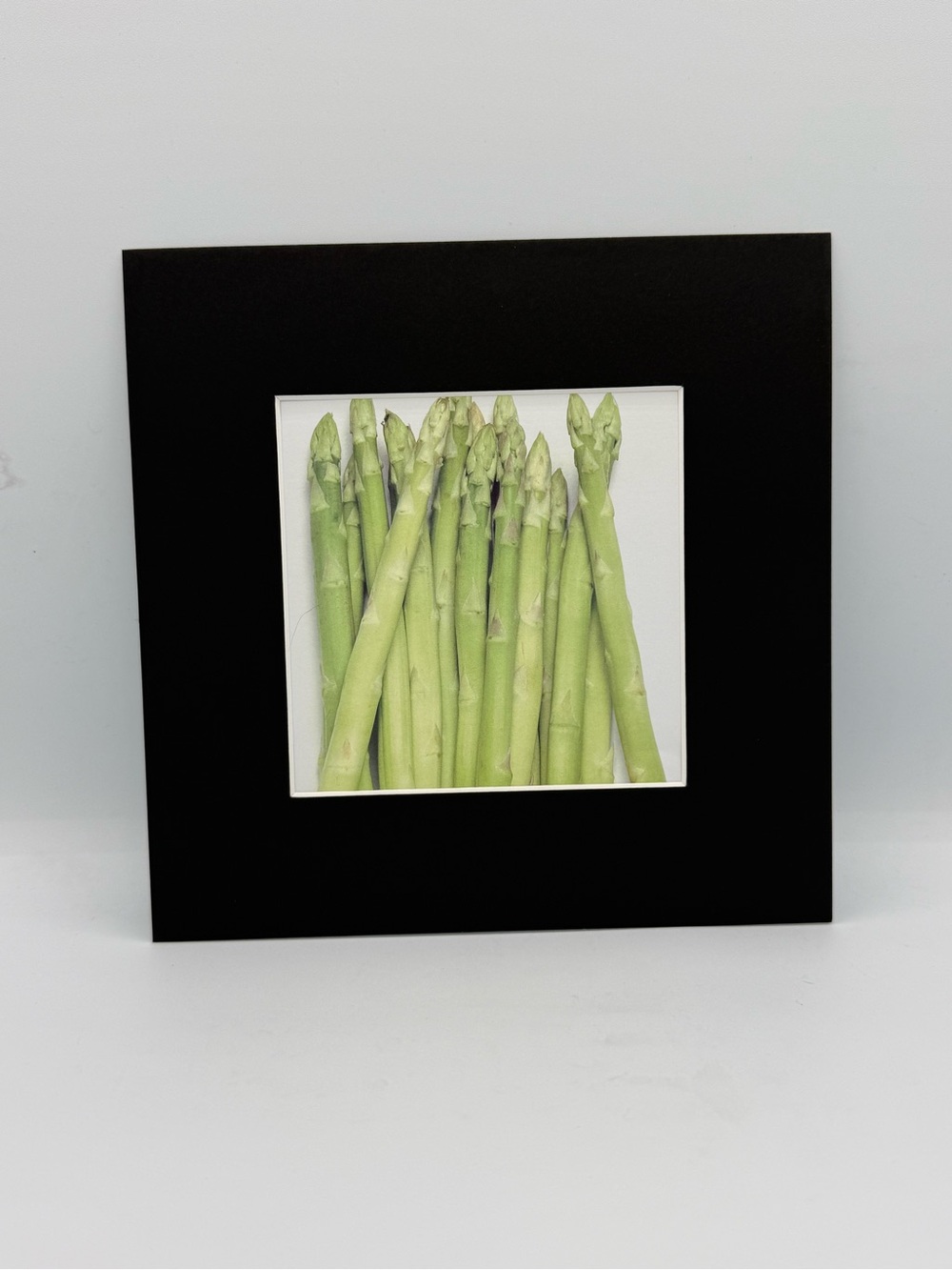 8”x8” Green Asparagus Wall Art with Black Mat